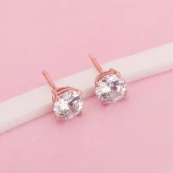 Rose Gold Classic Zircon Earrings