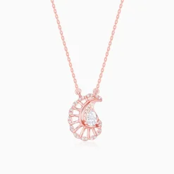 Rose Gold Classy Paisley Pendant With Link Chain