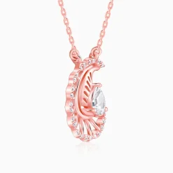 Rose Gold Classy Paisley Pendant With Link Chain