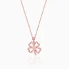Rose Gold Clover Pendant with Link Chain