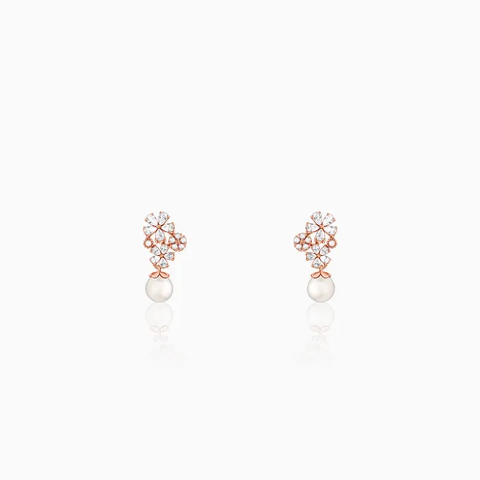 Rose Gold Cluster of Flower Earrings