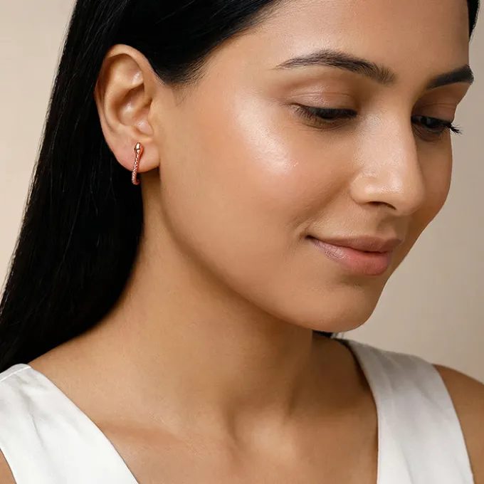 Rose Gold Cobra J Hoop Earrings