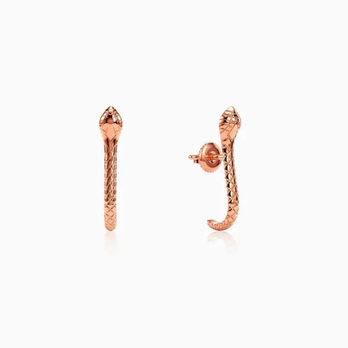 Rose Gold Cobra J Hoop Earrings