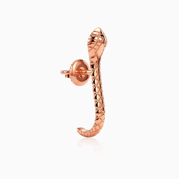 Rose Gold Cobra J Hoop Earrings