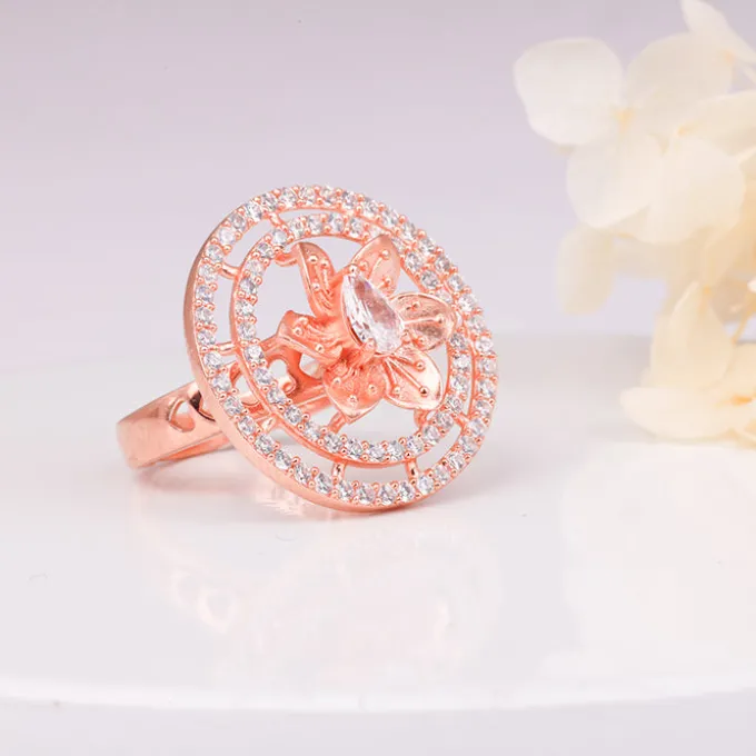 Rose Gold Concentric Circle Sunflower Ring