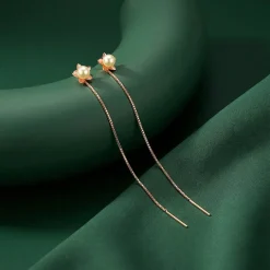 Rose Gold Courteney Pearl Sui Dhaga Earrings