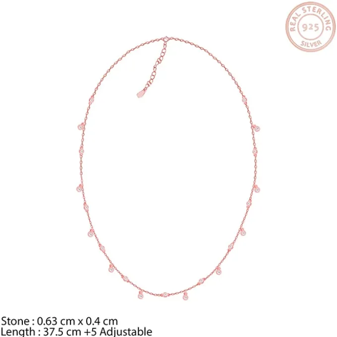 Rose Gold Covered In Charm Neckalce