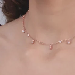 Rose Gold Covered In Charm Neckalce