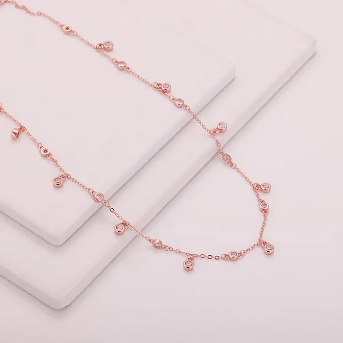 Rose Gold Covered In Charm Neckalce