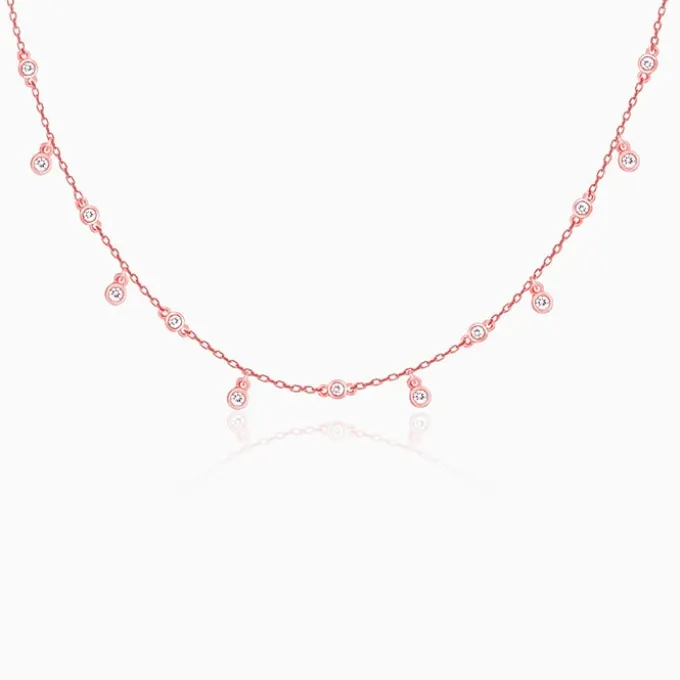 Rose Gold Covered In Charm Neckalce