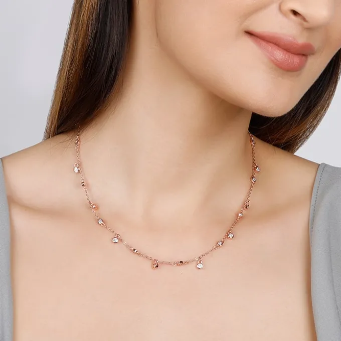 Rose Gold Covered In Charm Neckalce