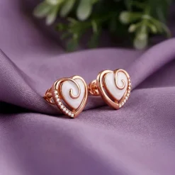 Rose Gold Crazy Heart Stud Earrings
