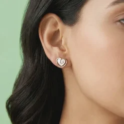Rose Gold Crazy Heart Stud Earrings