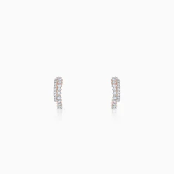 Rose Gold Crescent Moon Lab Grown Diamond Hoop Earrings