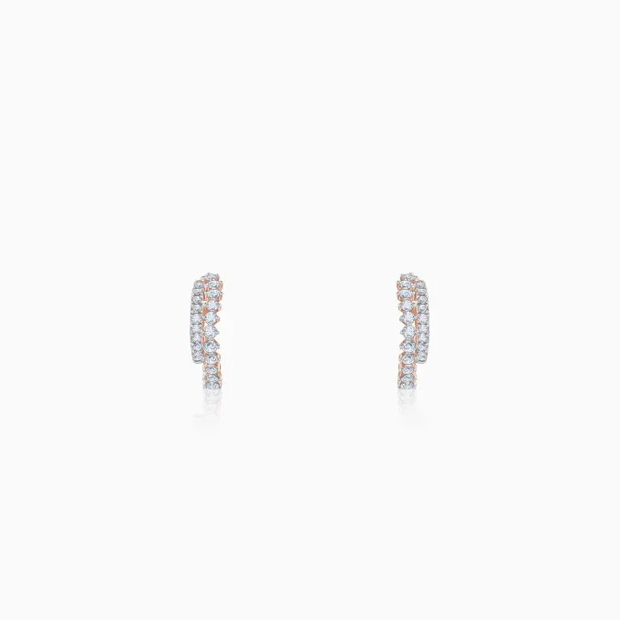 Rose Gold Crescent Moon Lab Grown Diamond Hoop Earrings