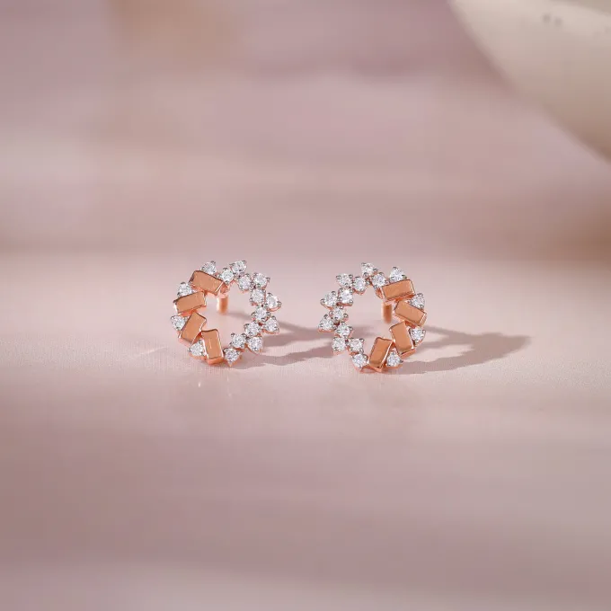 Rose Gold Crimson Halo Lab Grown Diamond Studs