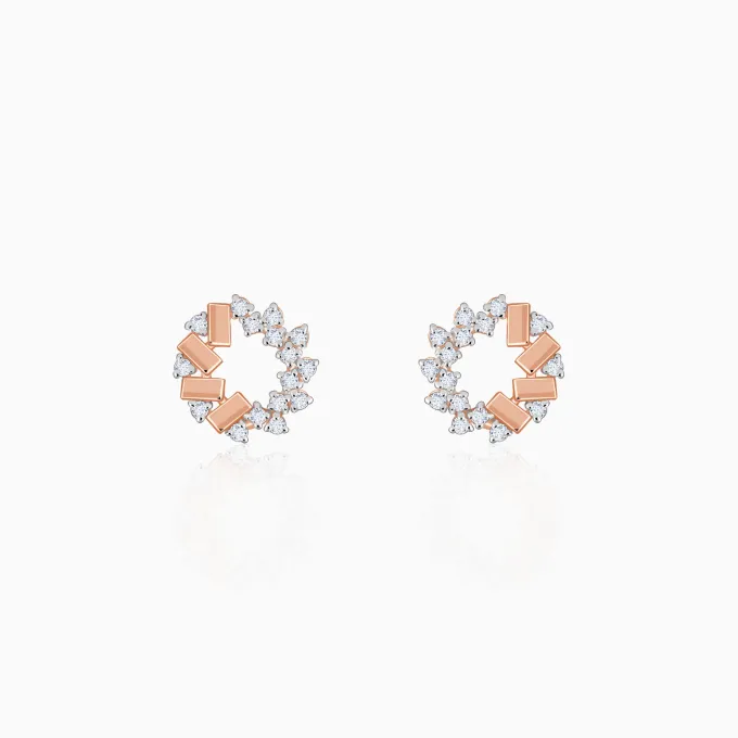 Rose Gold Crimson Halo Lab Grown Diamond Studs