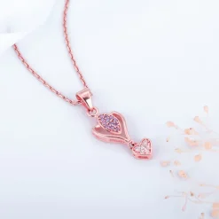 Rose Gold Crocus Elegance Pendant With Link Chain