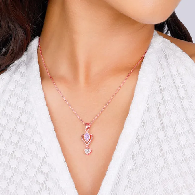 Rose Gold Crocus Elegance Pendant With Link Chain