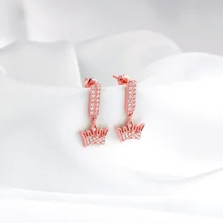 Rose Gold Crown Earrings