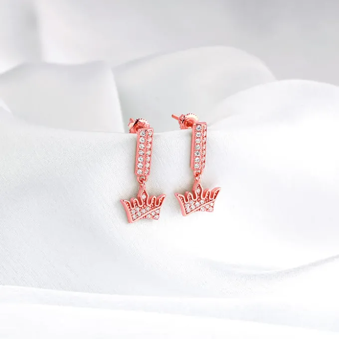 Rose Gold Crown Earrings