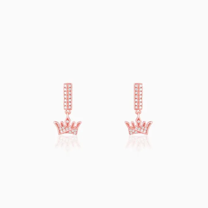 Rose Gold Crown Earrings