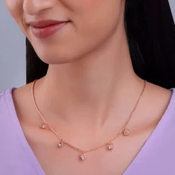 Rose Gold Cubic Crystal Necklace