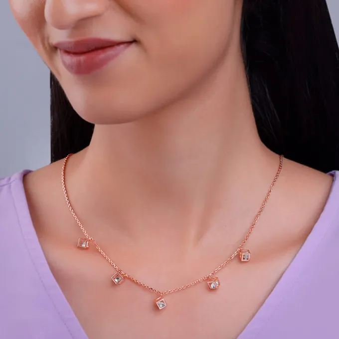 Rose Gold Cubic Crystal Necklace