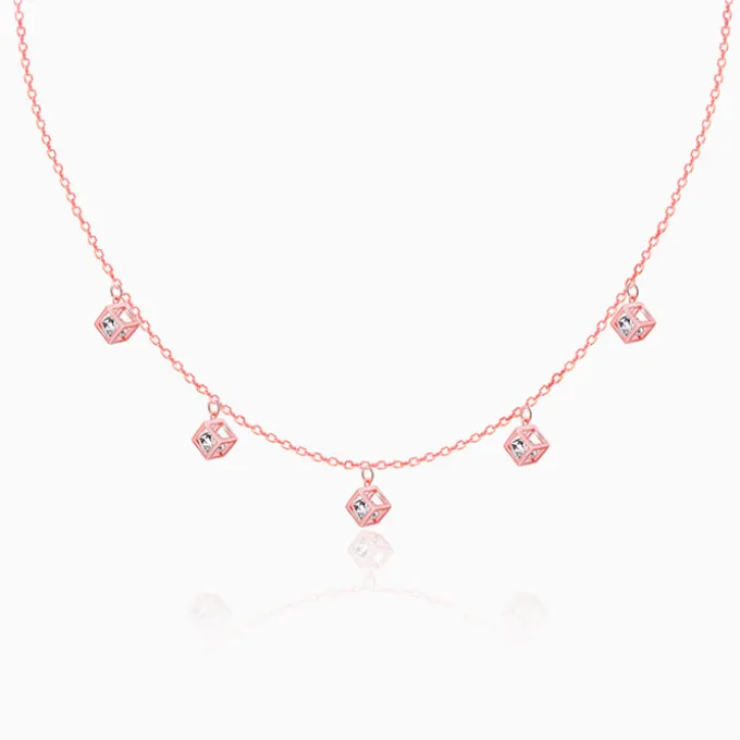 Rose Gold Cubic Crystal Necklace