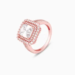 Rose Gold Cubic Solitaire Statement Ring