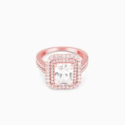 Rose Gold Cubic Solitaire Statement Ring