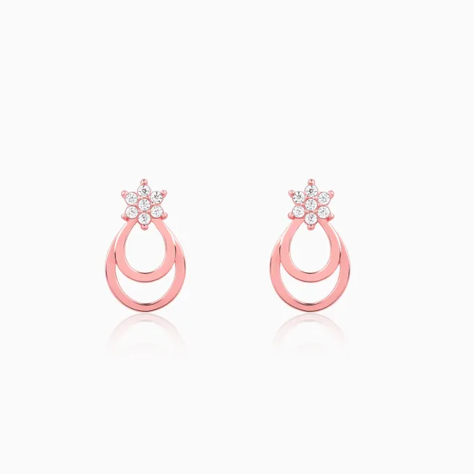 Rose Gold Cuphea Floral Earrings