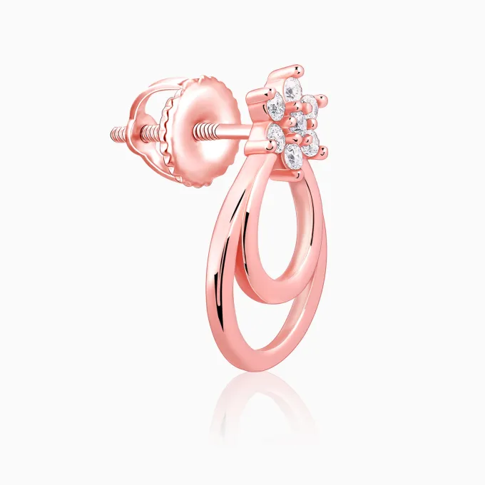 Rose Gold Cuphea Floral Earrings