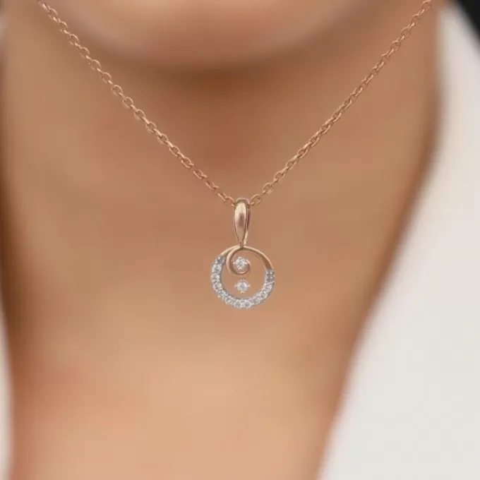 Rose Gold Curled Diamond Pendant