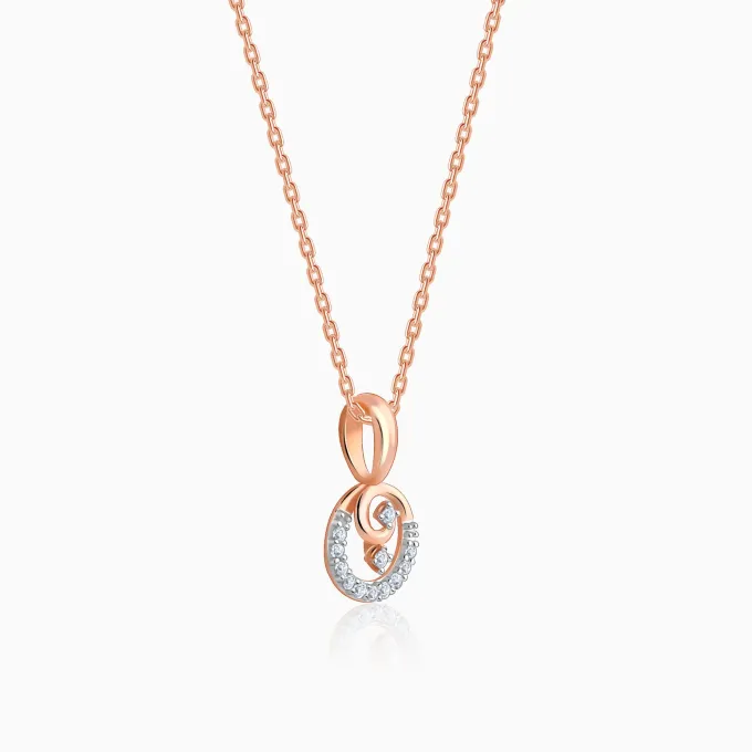 Rose Gold Curled Diamond Pendant