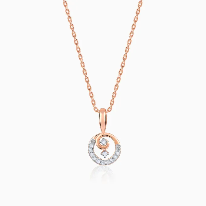 Rose Gold Curled Diamond Pendant