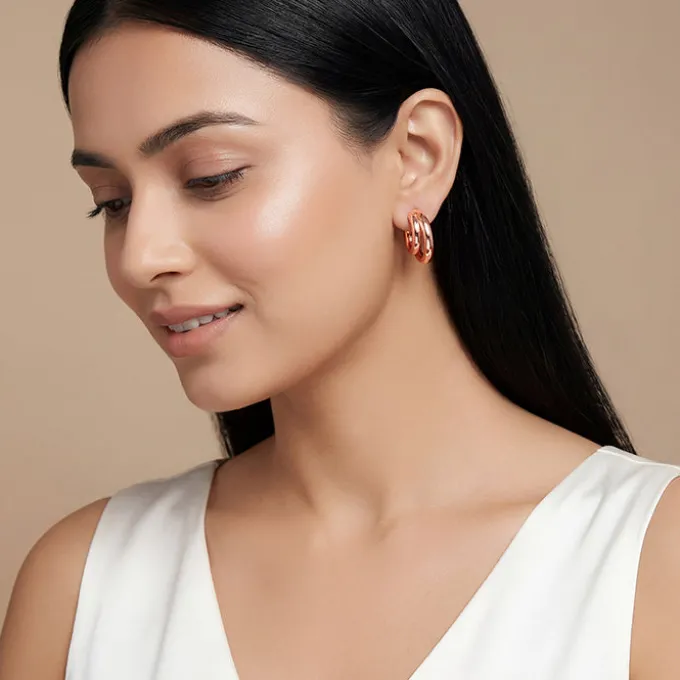 Rose Gold Cute Cresent Hoop Earrings