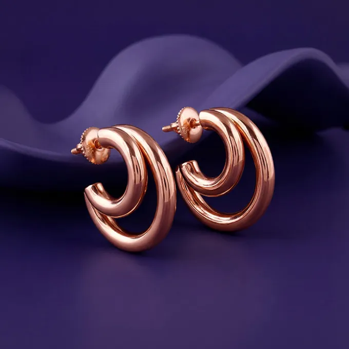 Rose Gold Cute Cresent Hoop Earrings