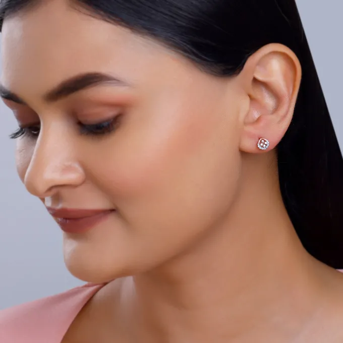 Rose Gold Dazzle Duo Diamond Studs