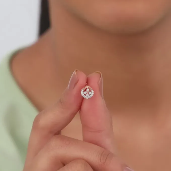 Rose Gold Dazzle Duo Lab Grown Diamond Earrings