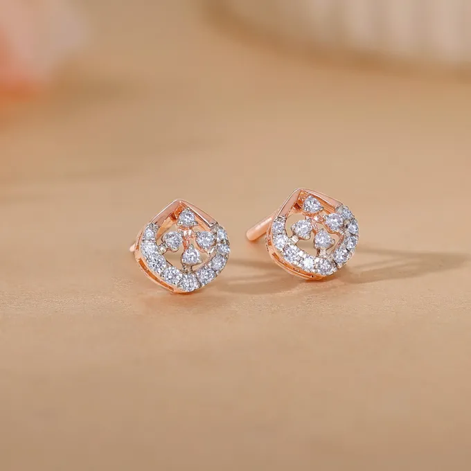 Rose Gold Dazzle Duo Lab Grown Diamond Earrings