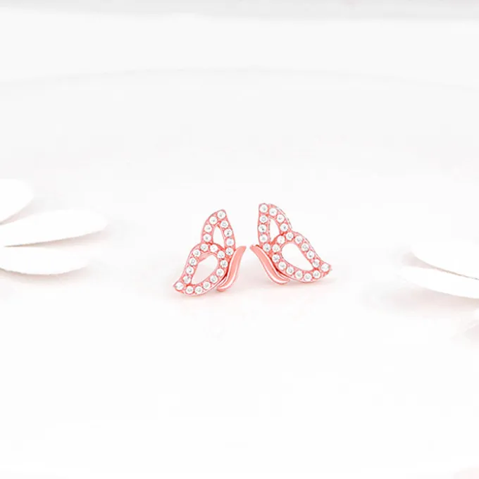 Rose Gold Dazzling Butterfly Earrings