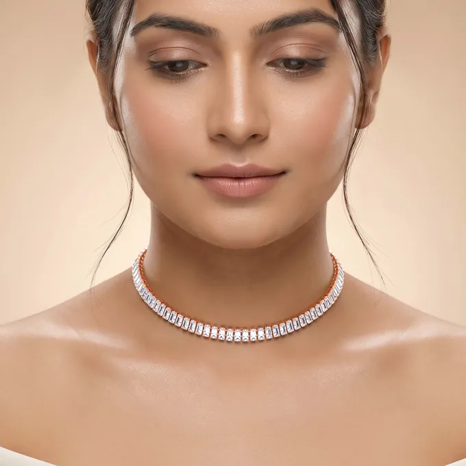 Rose Gold Dazzling Choker Necklace