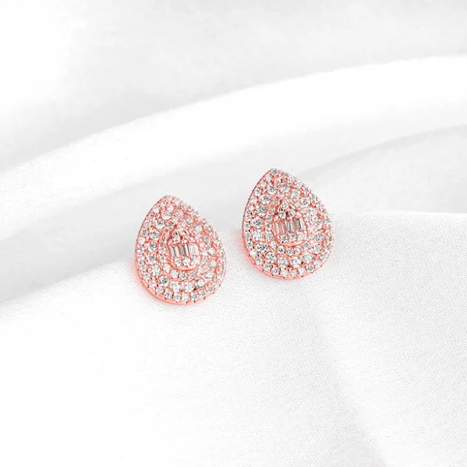 Rose Gold Dazzling Drop Earrings