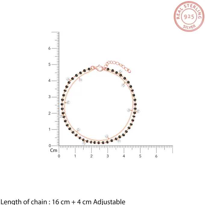 Rose Gold Dazzling Zircons Layered Mangalsutra Bracelet