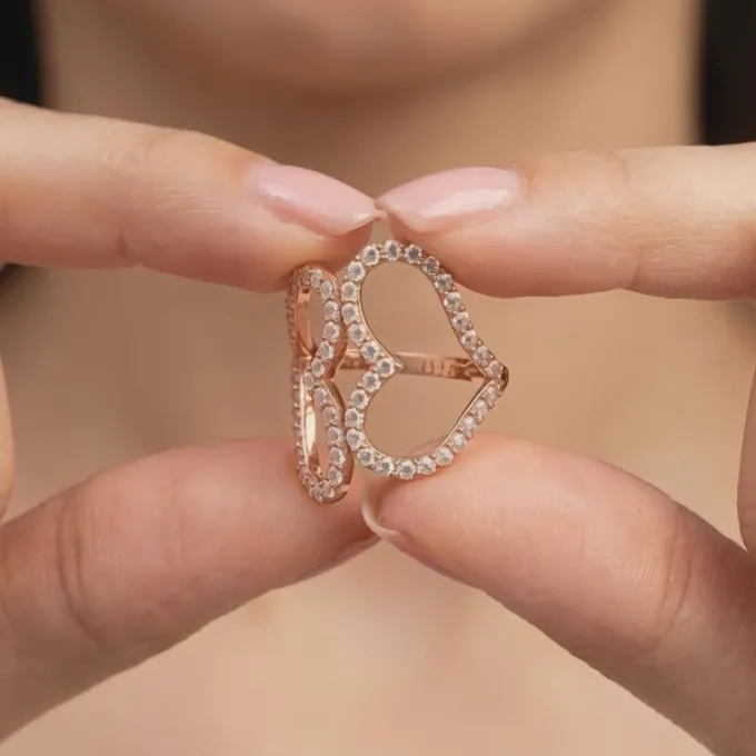 Rose Gold Deep Love Ring (Size 12)