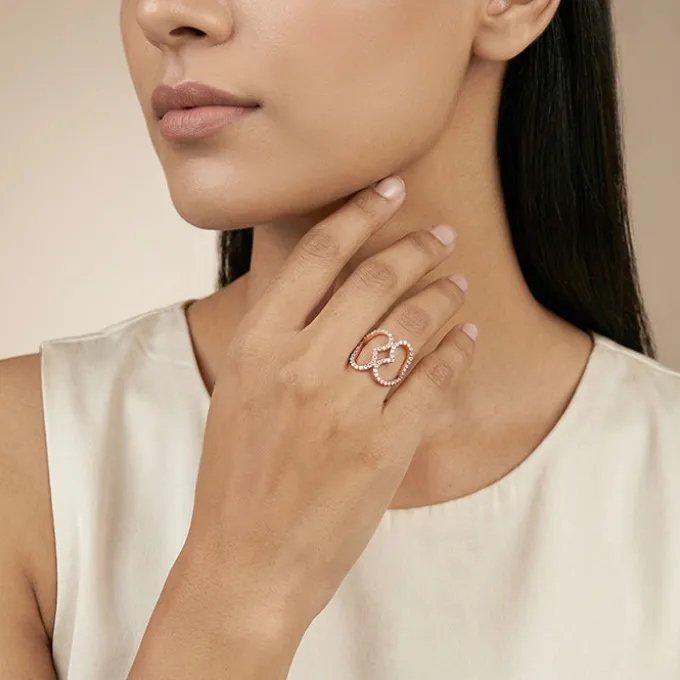 Rose Gold Deep Love Ring (Size 12)