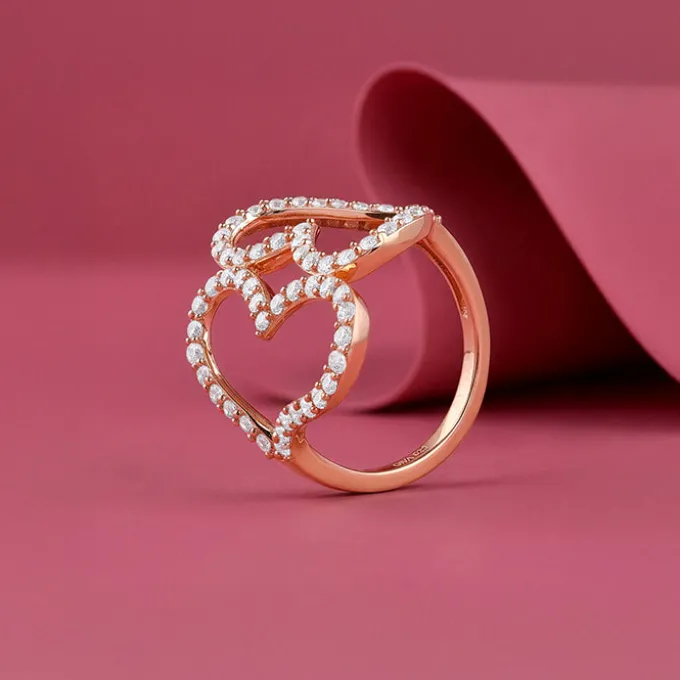 Rose Gold Deep Love Ring (Size 12)