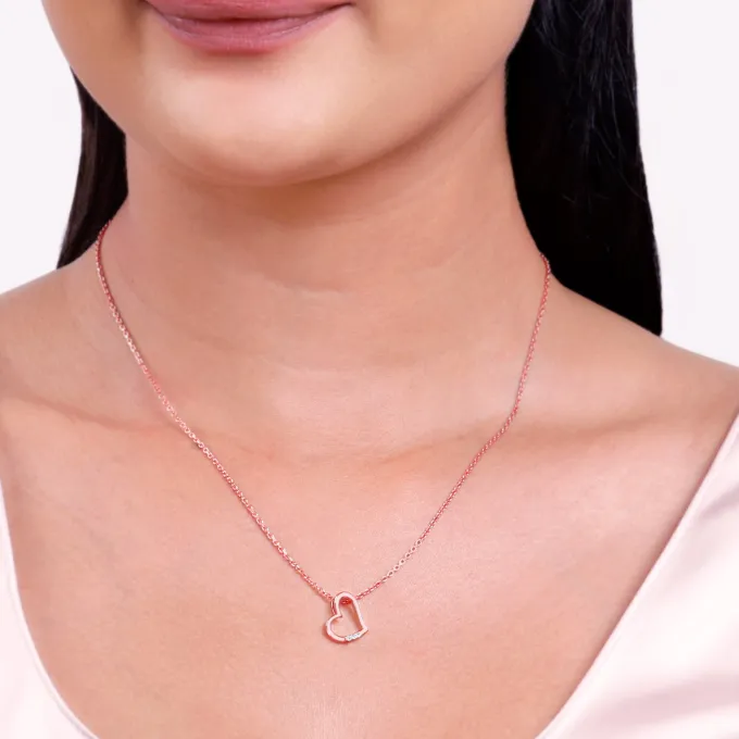 Rose Gold Deeper Love Pendant With Link Chain