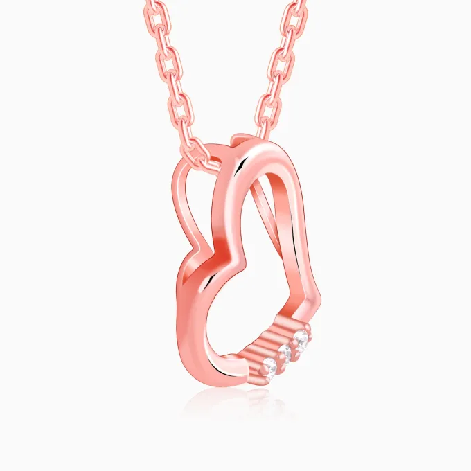 Rose Gold Deeper Love Pendant With Link Chain